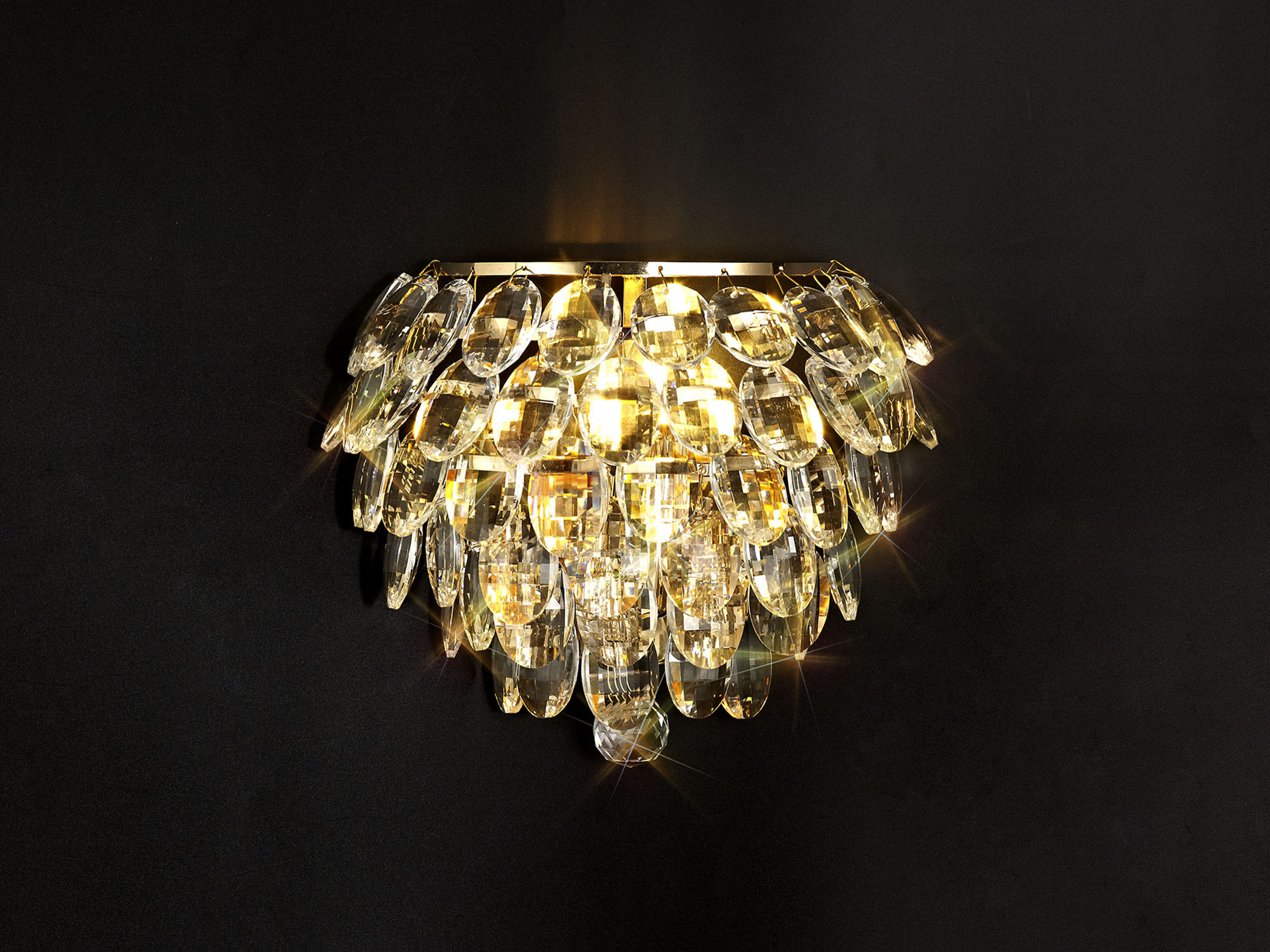 Coniston French Gold Crystal Wall Lights Diyas Flush Crystal Wall Lights